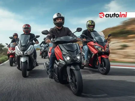 Top maxi scooters in Indonesia 2025 including Yamaha NMAX, Honda PCX, XMAX, ADV 160, Forza, Benelli Zafferano, and Kymco Downtown