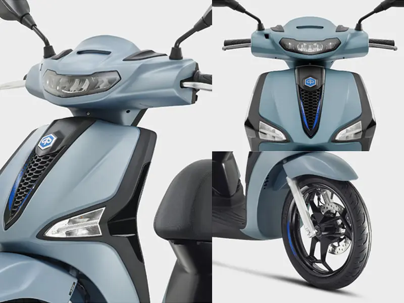 Tampilan ganda Piaggio Liberty S 2025 dalam Ardesia Biru