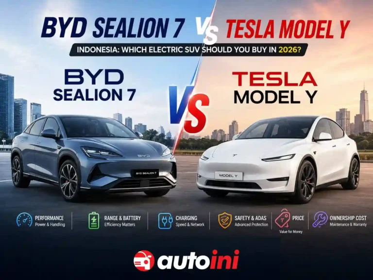 BYD Sealion 7 vs Tesla Model Y Indonesia: Mana yang Harus Anda Beli di tahun 2026? BYD Sealion 7 vs Tesla Model Y electric SUV comparison in Indonesia featuring performance, battery, pricing, safety, and ownership costs.